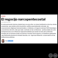 EL REGOCIJO NARCOPENTECOSTAL - Por BLAS BRÍTEZ - Viernes, 04 de Marzo de 2022
